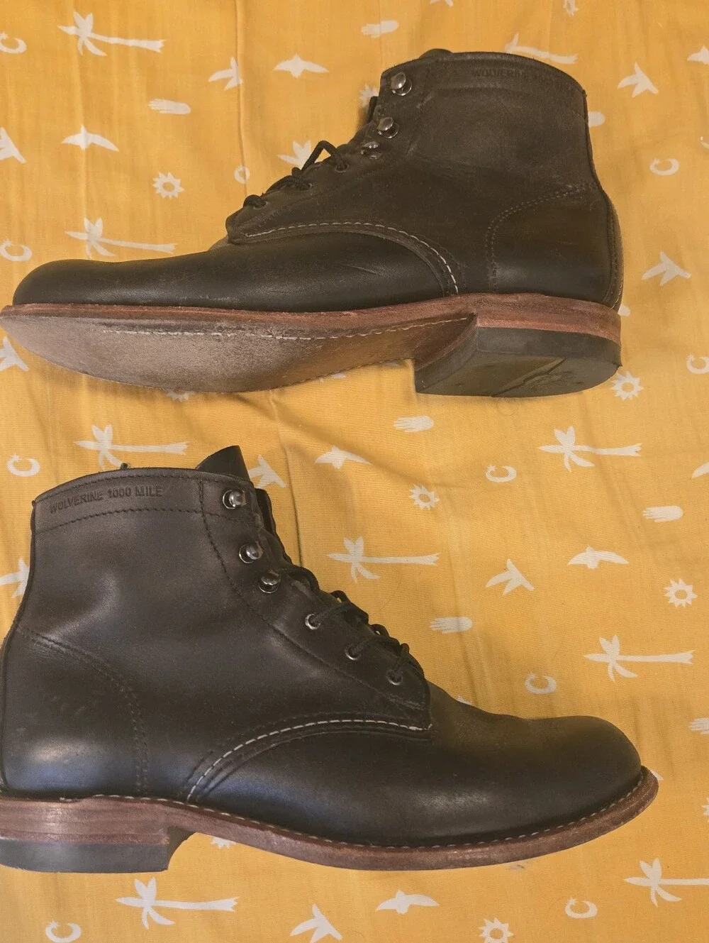 Wolverine Black Leather 1000 Mile Boots